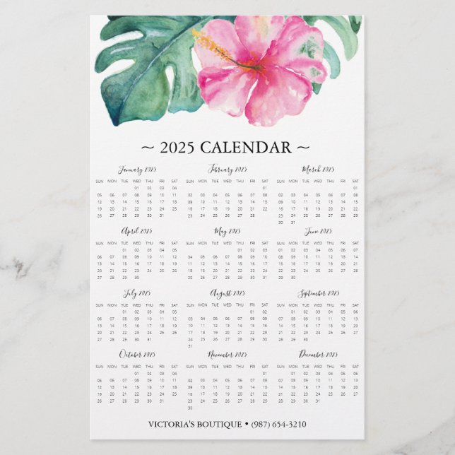 Flyers Pink Tropical Flower 2025 Calendar (Frente)