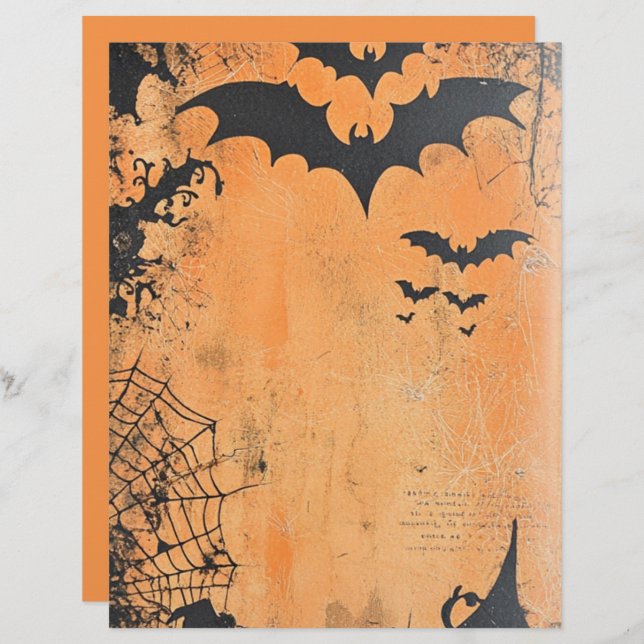 Flying Bats Halloween Scrapbook Paper (Frente/Verso)