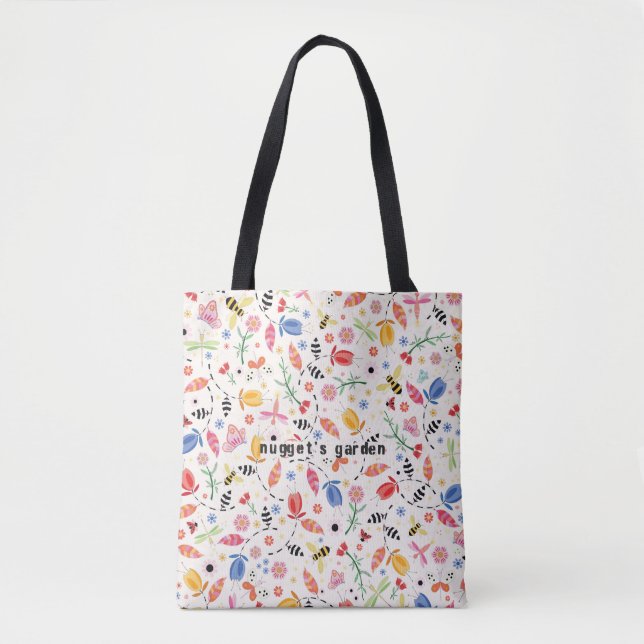 Flying Bugs n' Blossoms All-Over Tote Bag (Frente)