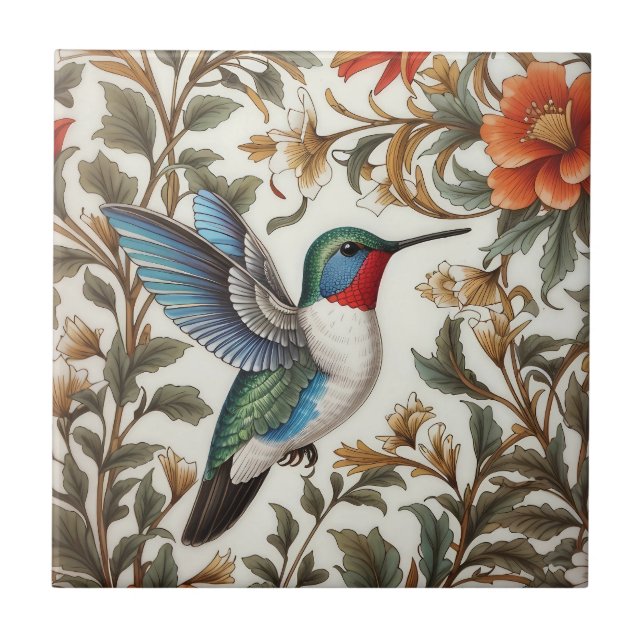 Flying Hummingbird William Morris Inspired (Frente)
