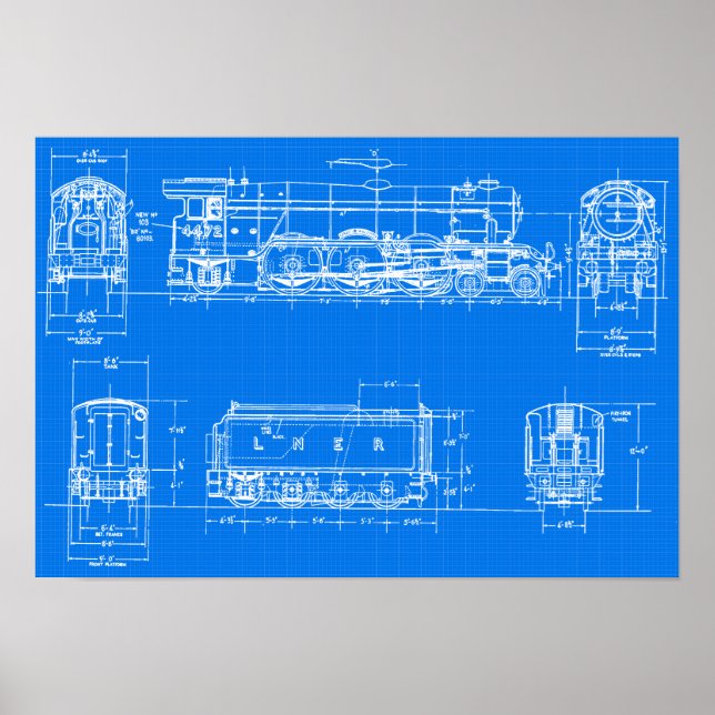 Flying Scotsman Blue Impressão (Frente)