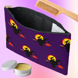 Flying Witch  with full moon  