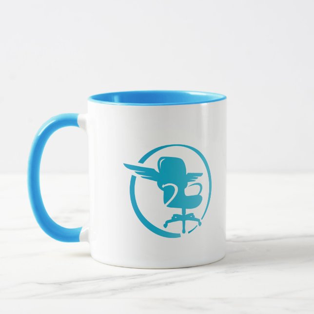 FlyJSim - caneca azul da empresa do Dois-tom (Esquerda)