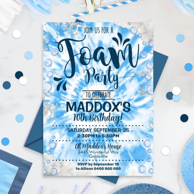 Foam, Convite de festas, Tie Dye Foam Invite (Criador carregado)
