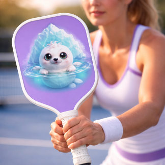 Foca Bebê Fofa Branca - Design de Iceberg Lavanda