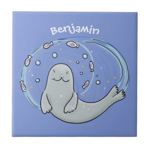 Foca-branca e ilustração de desenho animado de a