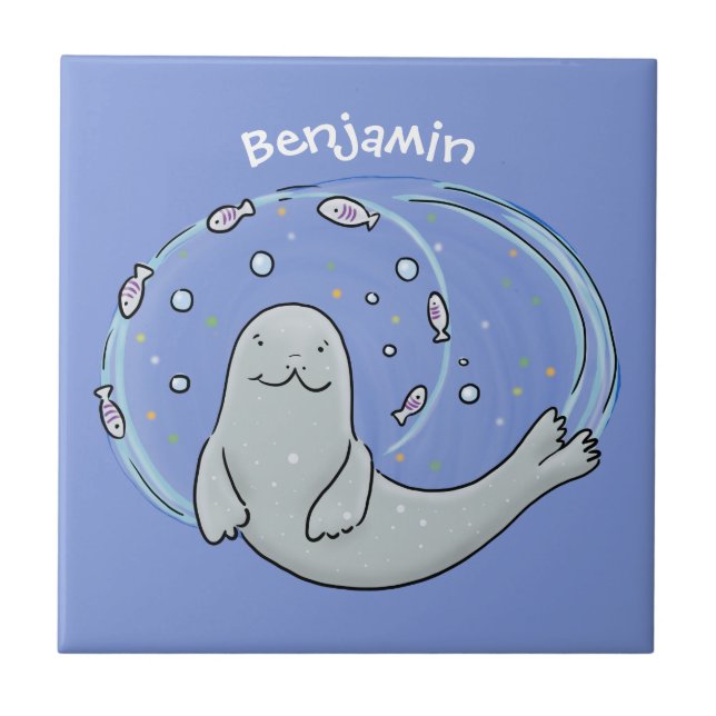 Foca-branca e ilustração de desenho animado de azu (Frente)