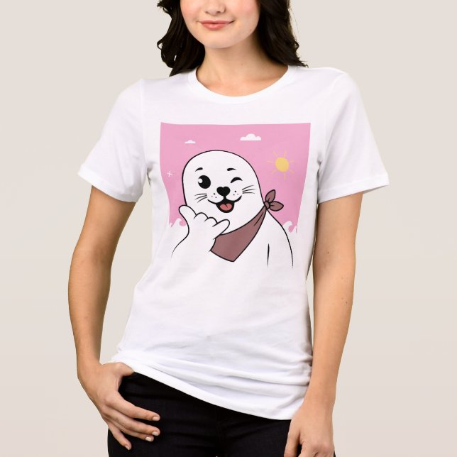 Foca Piscando o Olho com Bandana Fazendo Sinal Sha (Frente)