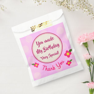 Fofa Sacola de Favor de Aniversário Rosa