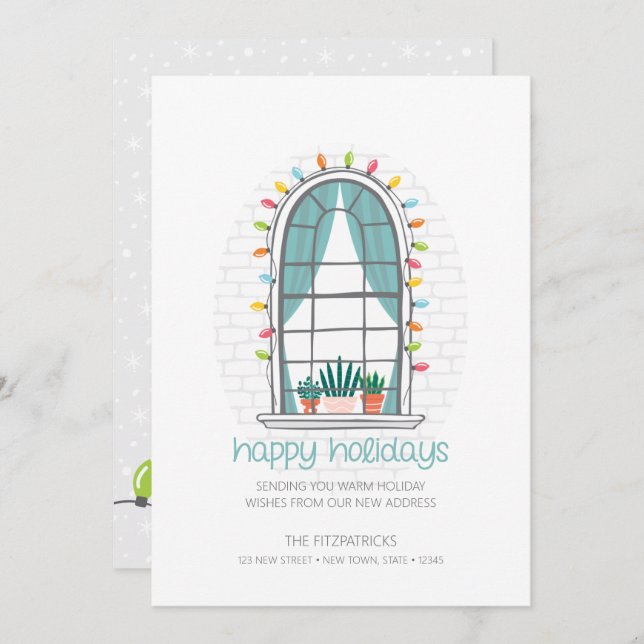 Fofo, movemos um novo cartão de feriado plano da c (Frente/Verso)