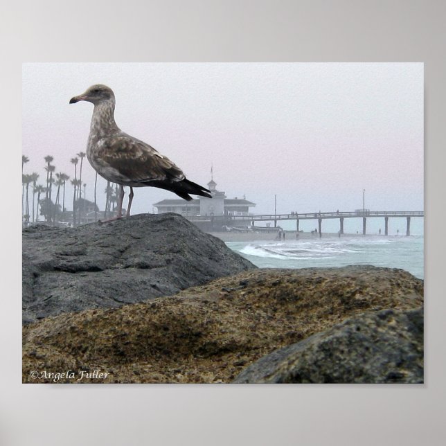 Foggy Morning em Newport Beach Impressão (Frente)