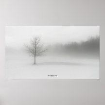 Foggy Winter Landscape Poster Monocromo