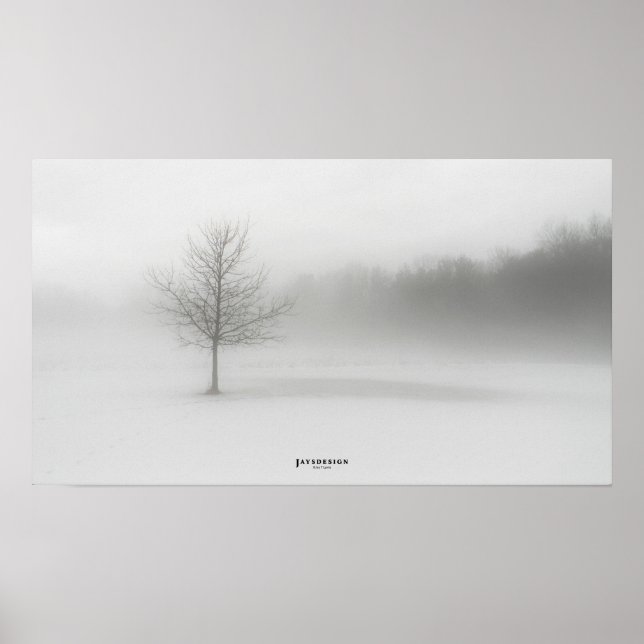 Foggy Winter Landscape Poster Monocromo (Frente)