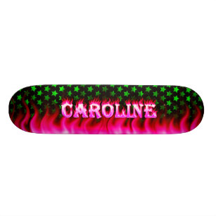 Fogo do rosa do skate de Caroline e projeto das