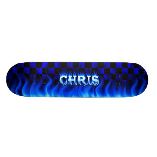 Fogo do skate de Chris e design azuis das chamas