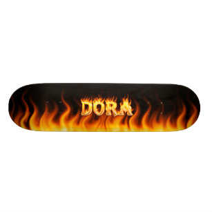 Fogo do skate de Dora e design das chamas