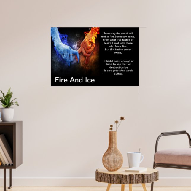 Arte de parede fogo e água mãos impressões em tela pôster de luta para  decoração de escritório em casa sem moldura 68,5 cm x 40,6 cm