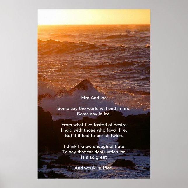 Fogo E Gelo Sobre Um Poster Laranja De Praia Sunse (Frente)