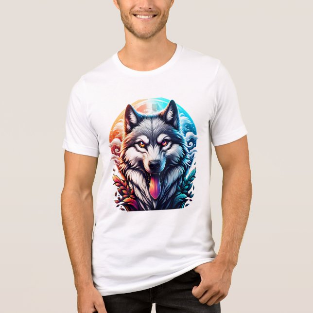 Fogo e Lobo de Gelo | Vibrant Fantasy Animal Art (Frente)