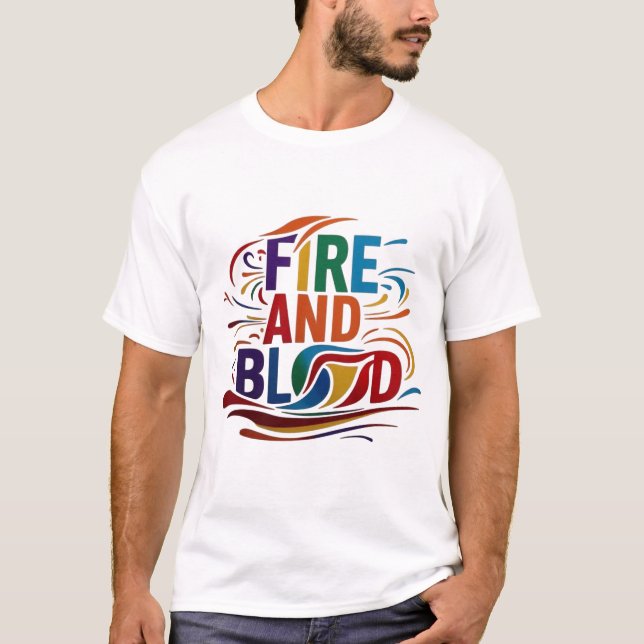 "Fogo e Sangue: Design de Camiseta de Arroz e Arre (Frente)