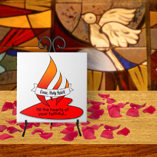 Fogo ou Chama e Coração com Citação de Pentecostes