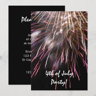 Fogos de artifício Convite de festas de 4 de julho