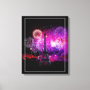 Fogos de artifício da torre de Eiffel na canvas
