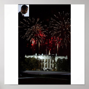 FOGOS-DE-ARTIFÍCIO de OBAMA do poster NA CASA