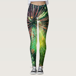 Fogos de artifício em leggings finais verdes