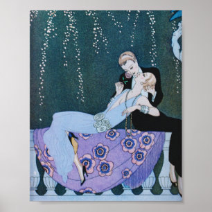 Fogos-de-artifício no poster do art deco de Paris