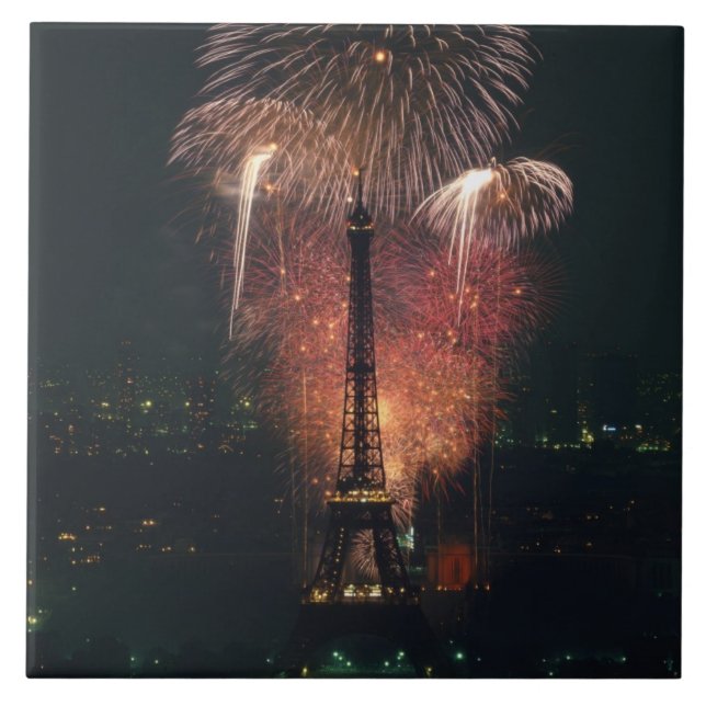 Fogos de artifício, Torre Eiffel, Paris, França (Frente)