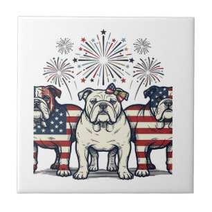 Fogueira Patriótica Bulldog Desenho Vintage