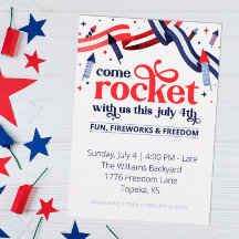 Foguete conosco Convite de festas do 4 de julho