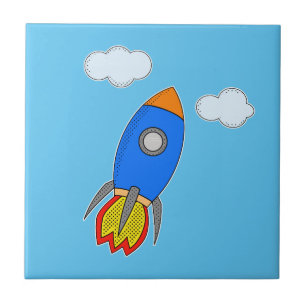 Foguete De Cartoon No Céu Azul