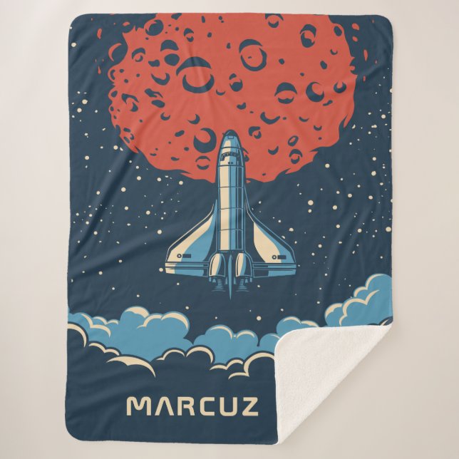 Foguete espacial para cobertor personalizado do pl (Frente)