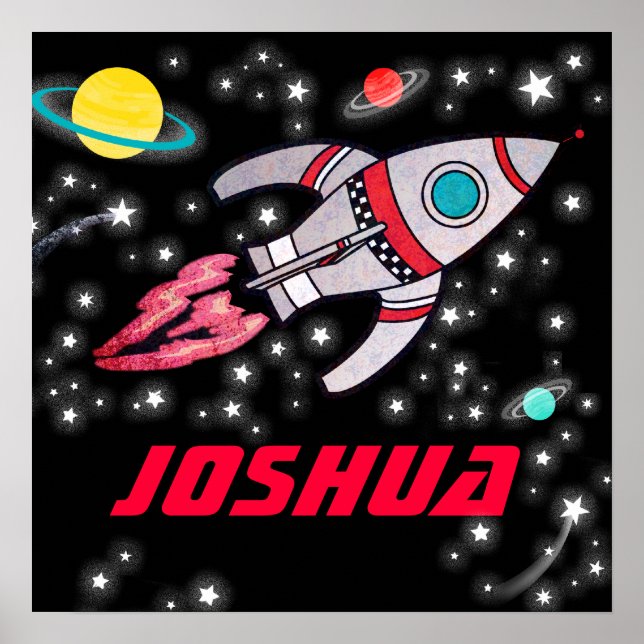 Foguete espacial, rapazes personalizados, poster v (Frente)