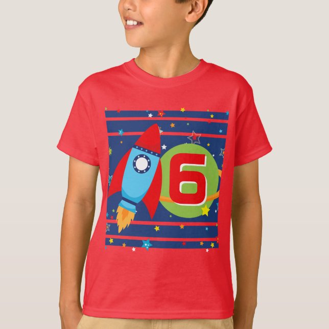 Foguete Vermelho Navio Espacial Exterior Camisa de (Frente)