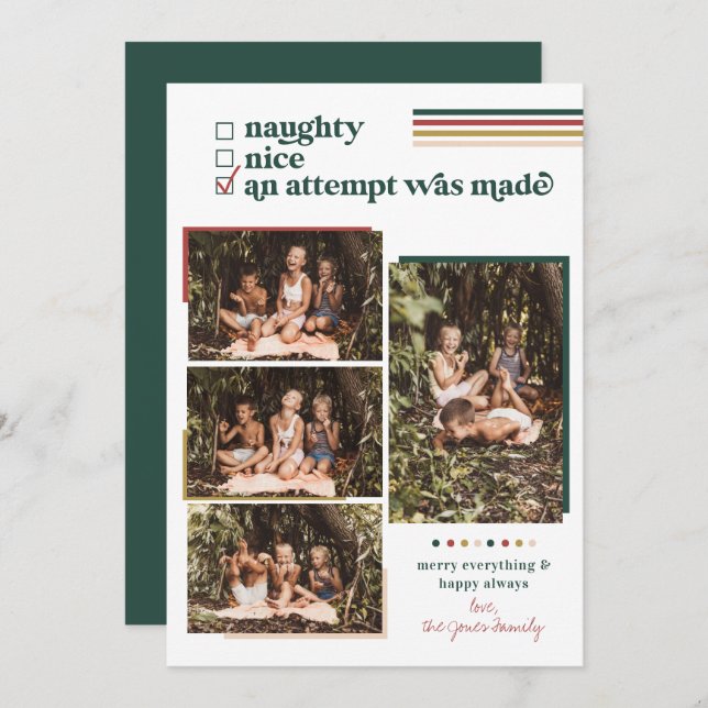 Foi Feita Uma Tentativa | Cartões de foto de Natal (Frente/Verso)