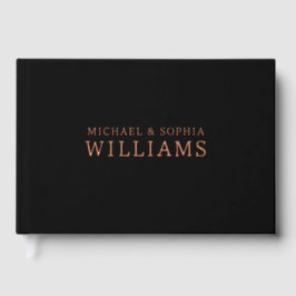 Foil Black Modern Guest Book Simple Photo Elegant