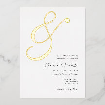 (Foil '&') Convite de Casamento Minimalista Elegan