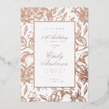 Foil De Aniversário Floral Desenhado À Mão rosa