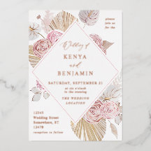 Foil de Convite Floral de Boho Rosa