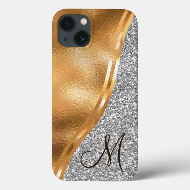 Foil Faux Dourada, Nome e iPhone Monograma Case-Ma (Verso)