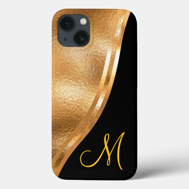 Foil Faux Dourada, Nome e iPhone Monograma Case-Ma (Verso)