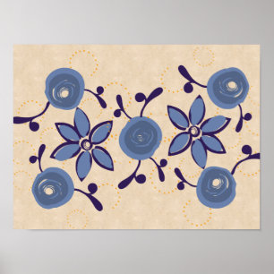 FolArt Watercolor Rosa Azul Linen Poster