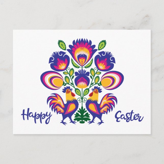 Folclore da Páscoa com 2 Galos Cartão Postal Perso (Frente)