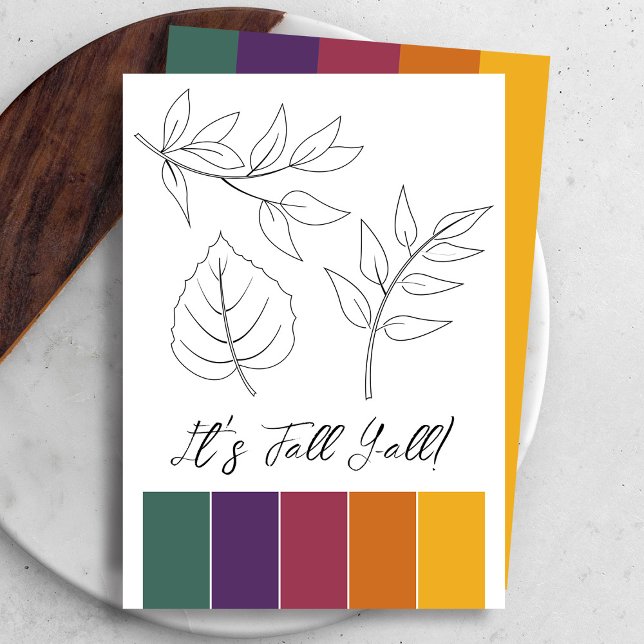 Folga Folhas de Cartões de Contorno com Correspond (Fall leaves drawing with color matching system by Victoria Grigaliunas of Do Tell A Belle)