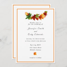 Folgas de outono Personalizar Convite para Casamen
