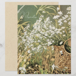 Folha branca Vintage - Padrão Floral Floral de Fol