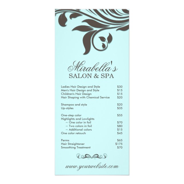 Folha Brown azul floral dos termas do cartão da (Frente)